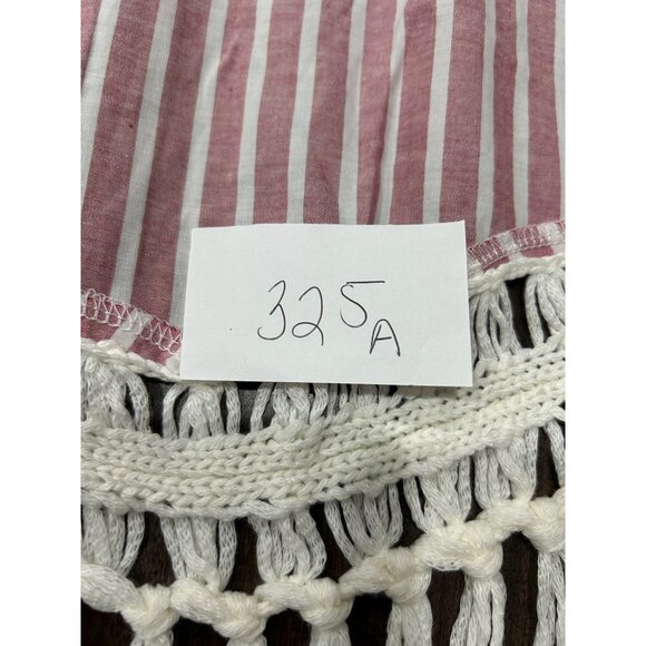 Indigo Thread Co. Striped Open Front Fringe Vest Crochet Details Sz XL - Picture 8 of 9